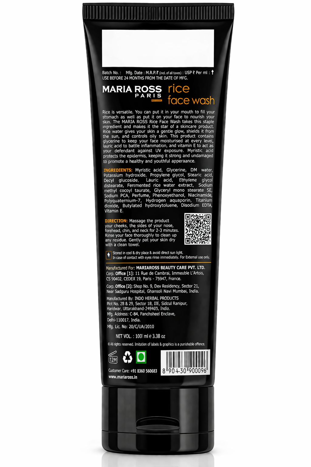 Maria Ross Rice Water Face Wash & Moroccan Clay Face Pack Combo | Skin Brightening, Oil Control & Deep Cleansing | Hydrating Glow Care | For All Skin Types | Pack of 2