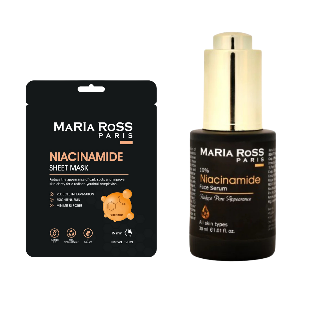 Niacinamide Skincare Combo – Face Serum Rice Water + Sheet Mask-Maria Ross Paris