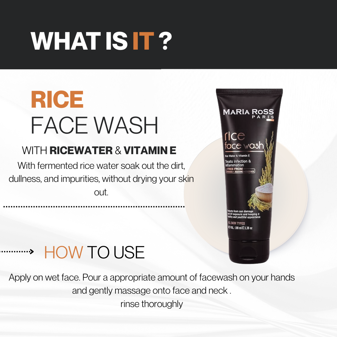 Rice Water Face Wash for Glass Skin - 100 ML || Deep Cleanses | Promotes Radiance | Enhances Clarity