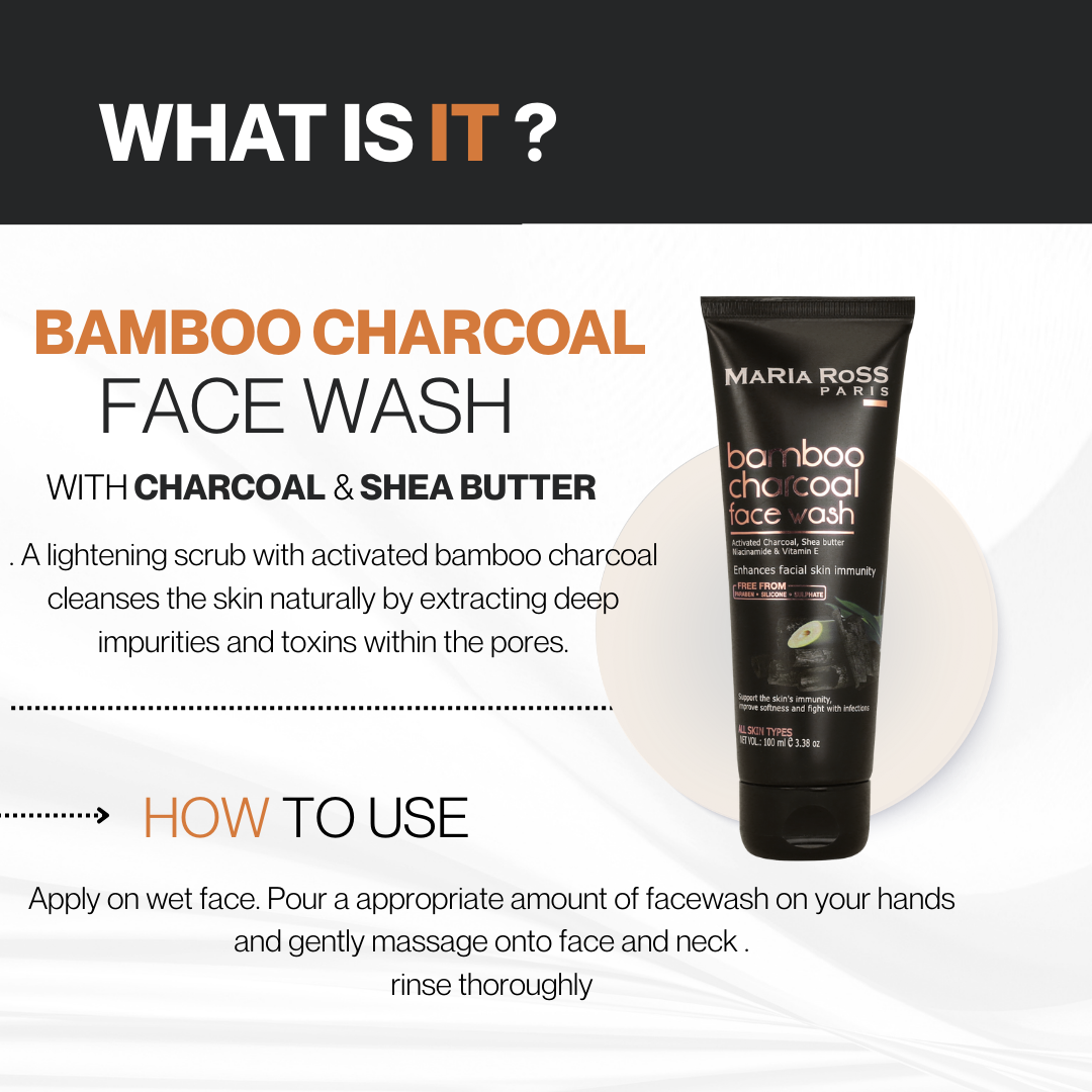 Bamboo Charcoal Face Wash for Deep Cleanse - 100 ML || Deep Cleans Pores | Removes Impurities | Refreshes Skin
