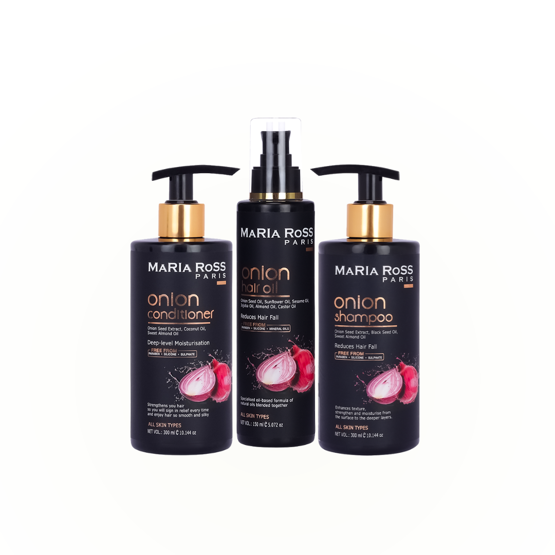 Onion Hair Care Combo – Oil, Shampoo & Conditioner Combo || Complete Hair Fall Control
