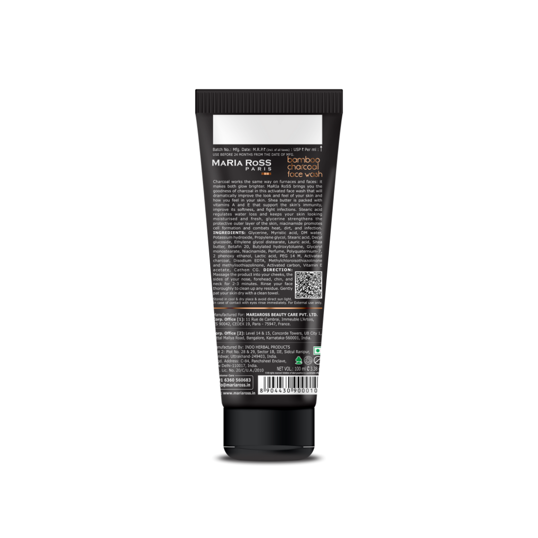 Bamboo Charcoal Face Wash for Deep Cleanse - 100 ML || Deep Cleans Pores | Removes Impurities | Refreshes Skin