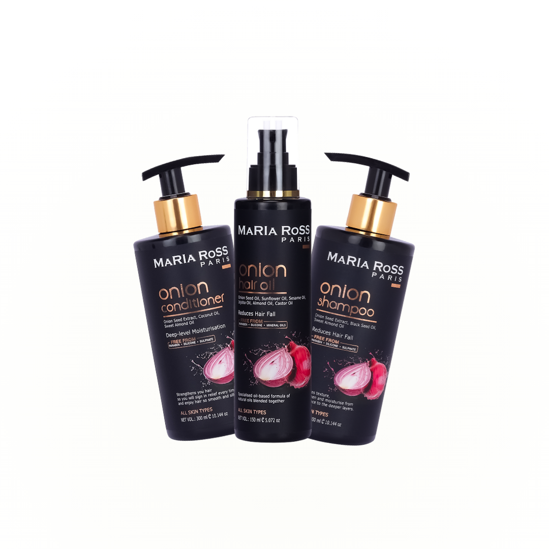 Onion Hair Care Combo – Oil, Shampoo & Conditioner Combo || Complete Hair Fall Control