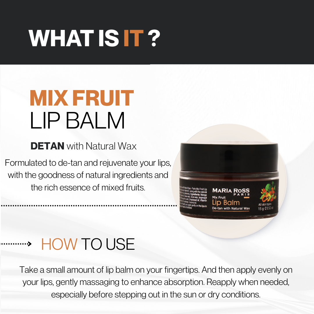 Natural Mix fruit Lip Balm for De-tan - 15 GM || Moisturizes Lips | Fades Tan | Adds Natural Shine