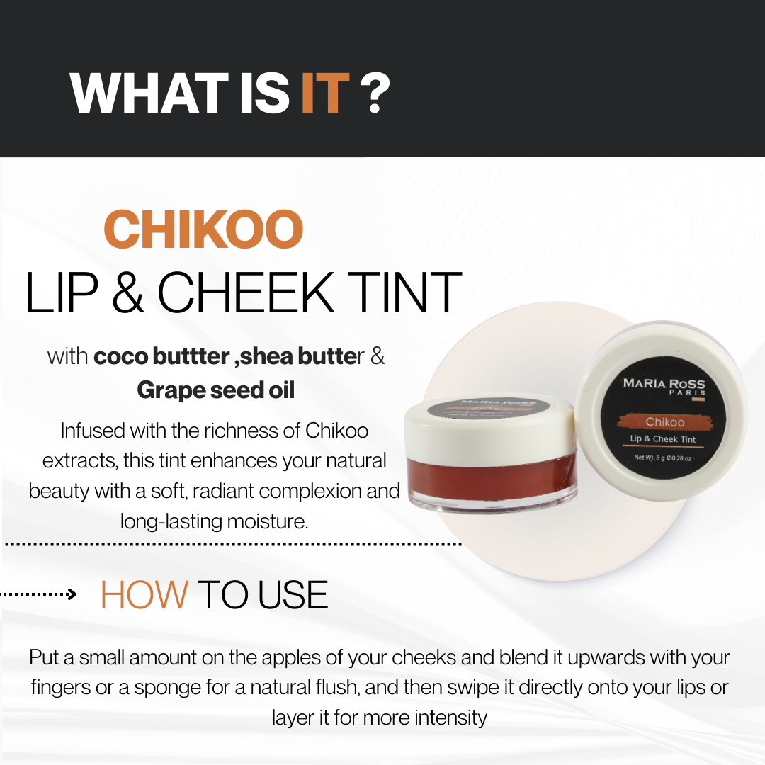 Chikoo Lips And Cheeks Tint For Women - 8 GM || Natural Glow | Flattering Tint | Hydrates Lips and Cheeks