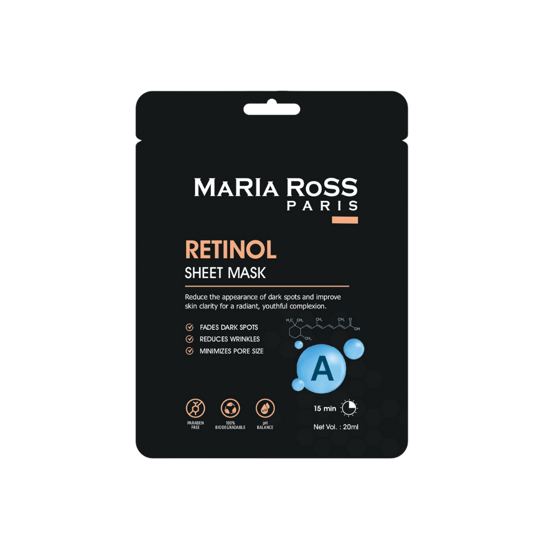 Combo Pack of 2 Sheet Masks: Retinol Sheet Mask (200ml) + Vitamin-C Sheet Mask (200ml)-Maria Ross Paris