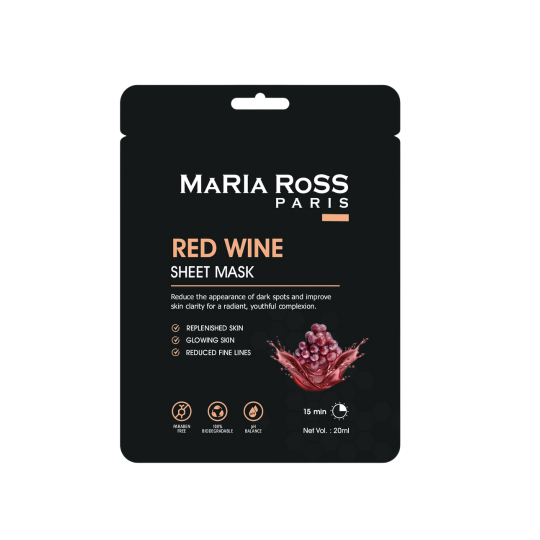 Combo Pack of 3 Sheet Masks: Vitamin-C Sheet Mask (200ml) + Red Wine Sheet Mask (200ml) + Retinol Sheet Mask (200ml)-Maria Ross Paris