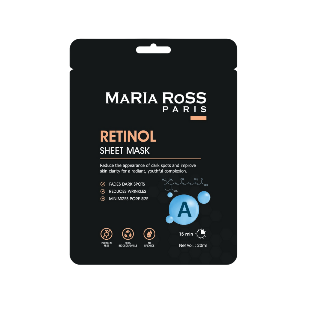 Combo Pack of 3 Sheet Masks: Vitamin-C Sheet Mask (200ml) + Red Wine Sheet Mask (200ml) + Retinol Sheet Mask (200ml)-Maria Ross Paris