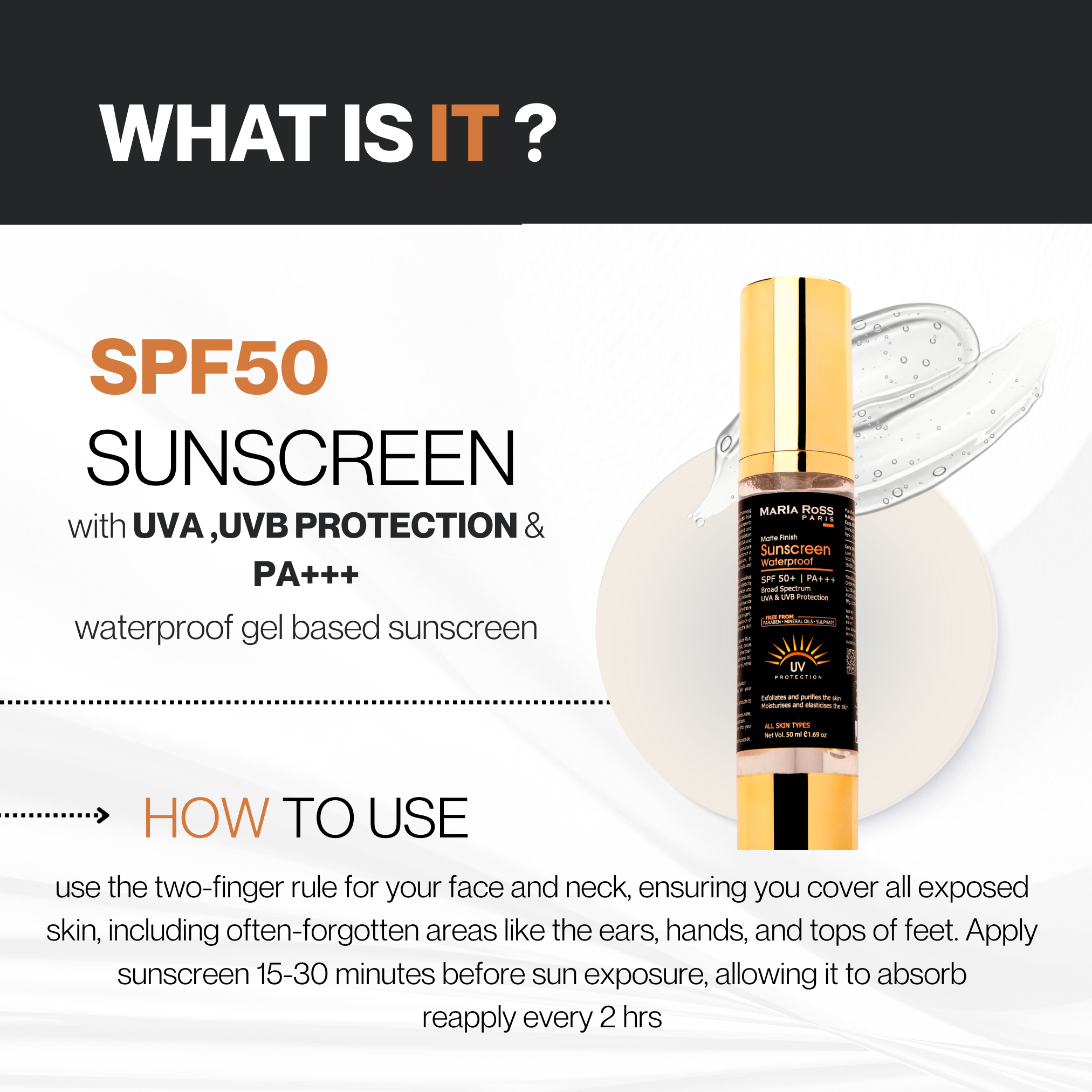 Sunscreen SPF 50 Matte for skin protection - 50 ML || Ultra High Protection | Matte Finish | Oil-Free Formula