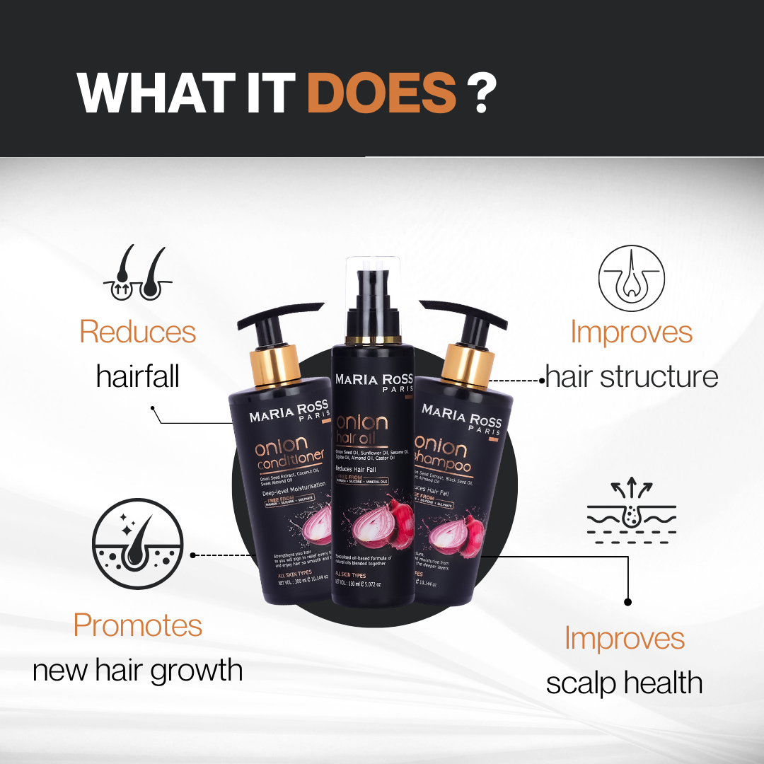 Onion Hair Care Combo – Oil, Shampoo & Conditioner Combo || Complete Hair Fall Control