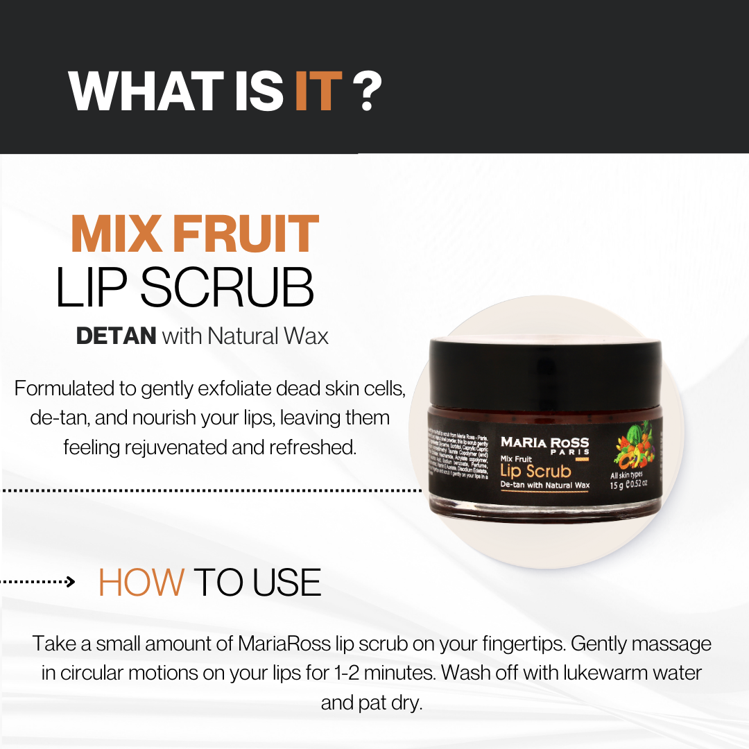 Natural Mix fruit Lip Scrub for De-tan - 15 GM || Exfoliates Lips | Removes Tan | Nourishes Softness