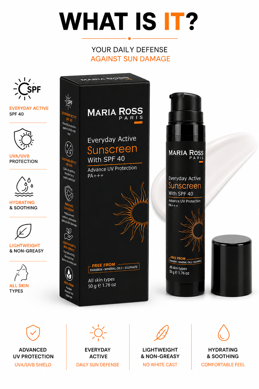 Sunscreen SPF 40 - 50 GM || Broad Spectrum Protection | Lightweight Formula | Non-Greasy Finish