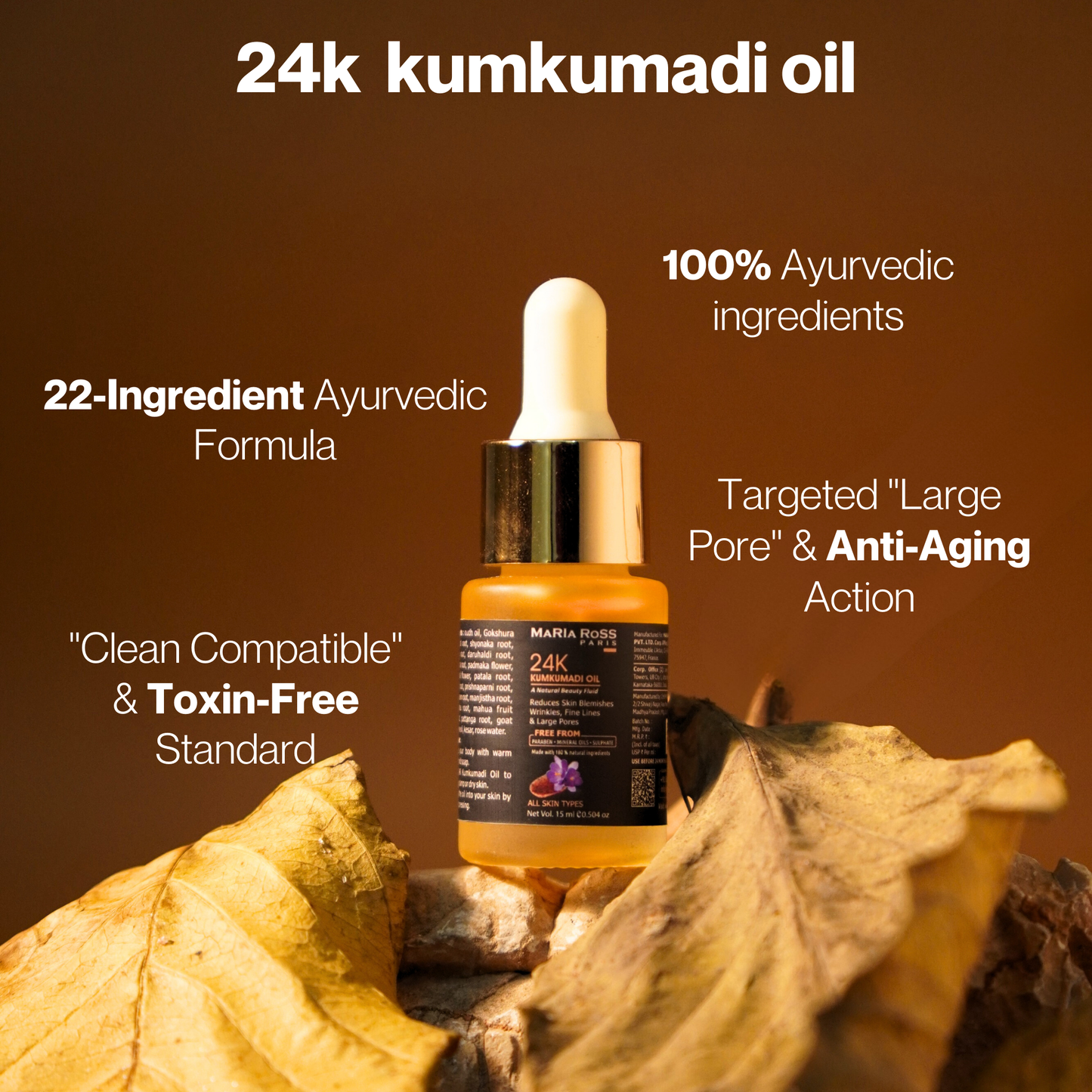 Kumkumadi Face Oil for Glowing Skin - 15 ML || Enhances Glow | Evens Skin Tone | Nourishes Deeply