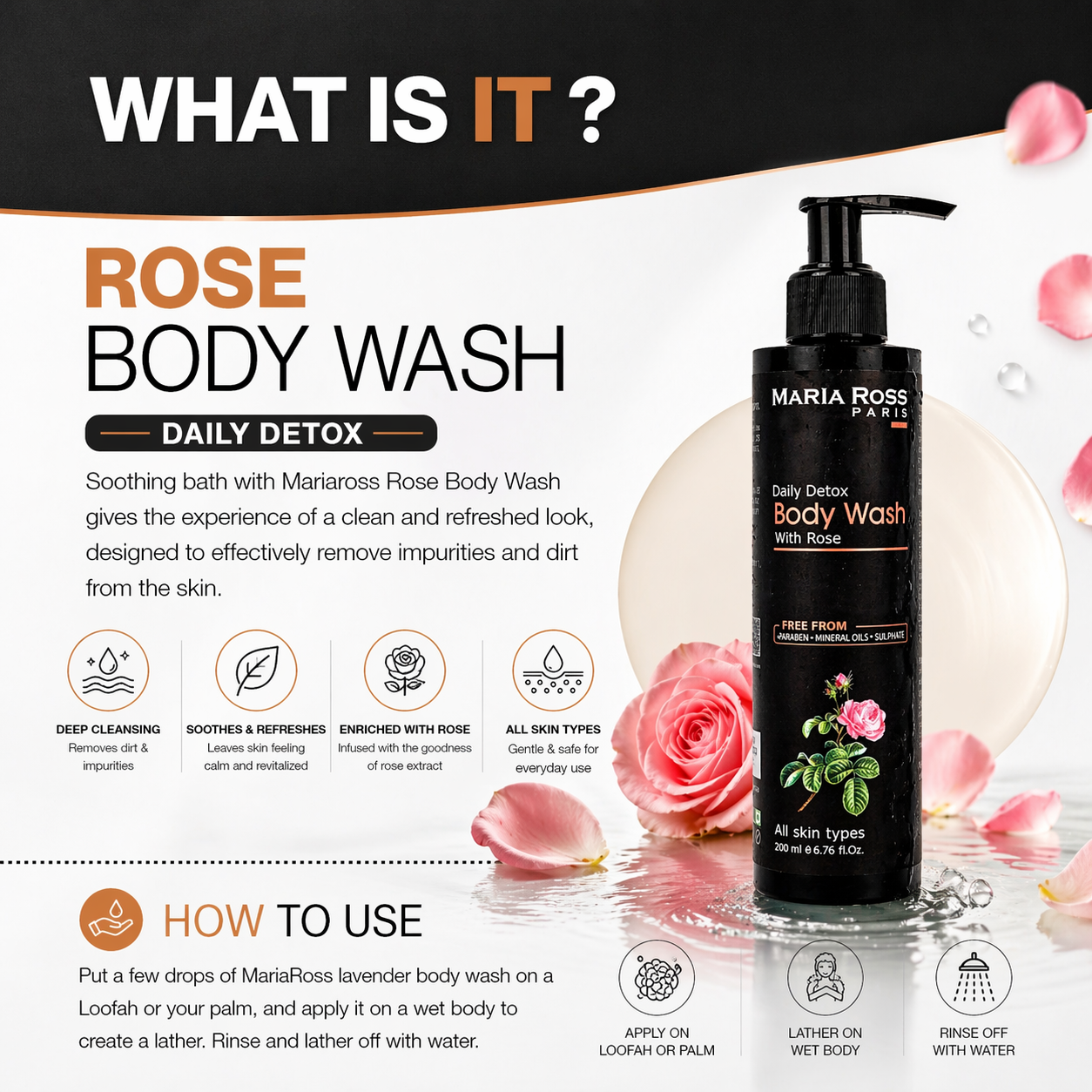 Rose Body Wash for Deep Cleansing - 200 ML || Revitalizes Skin | Hydrates | Leaves a Soft Scent