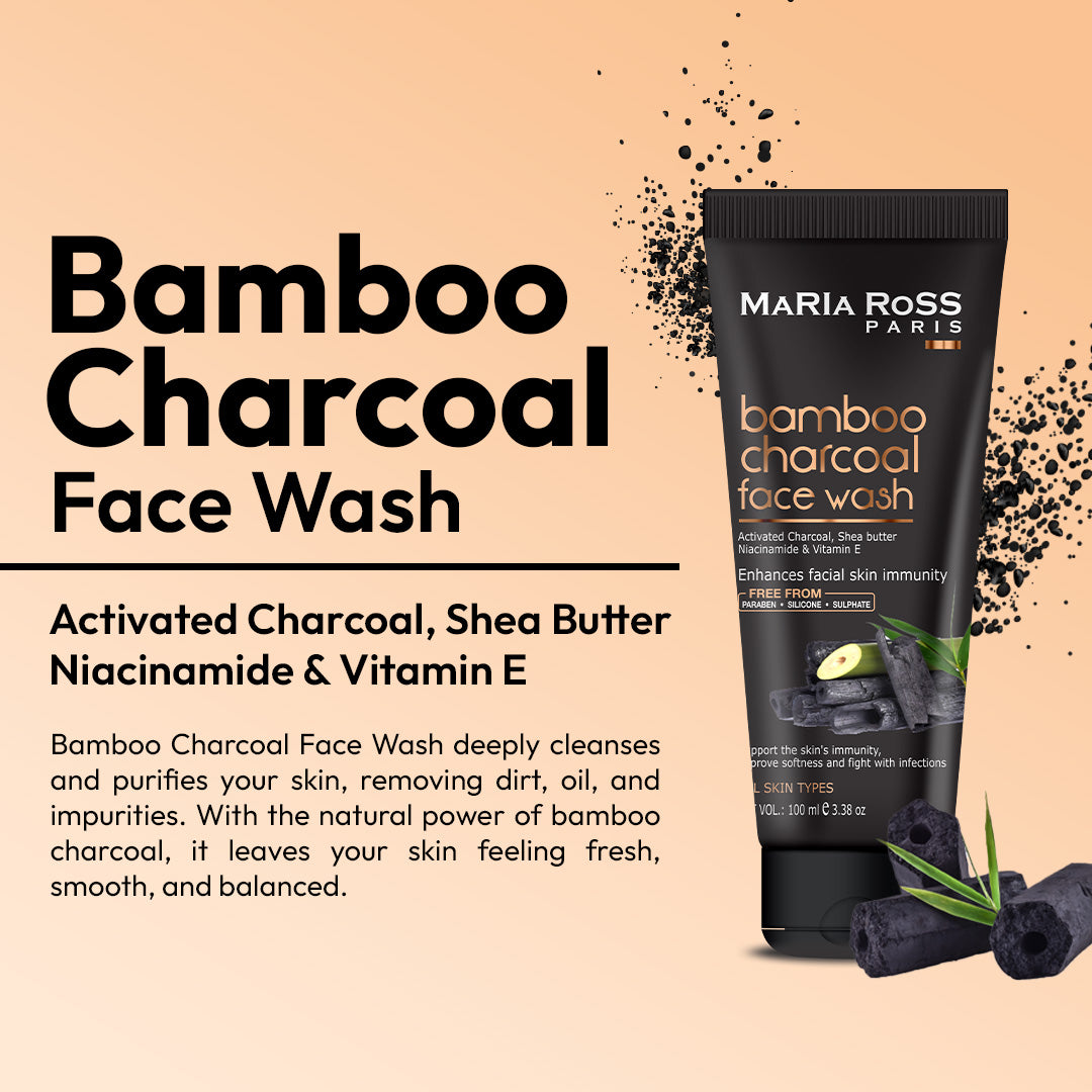 Bamboo Charcoal Face Wash for Deep Cleanse - 100 ML || Deep Cleans Pores | Removes Impurities | Refreshes Skin