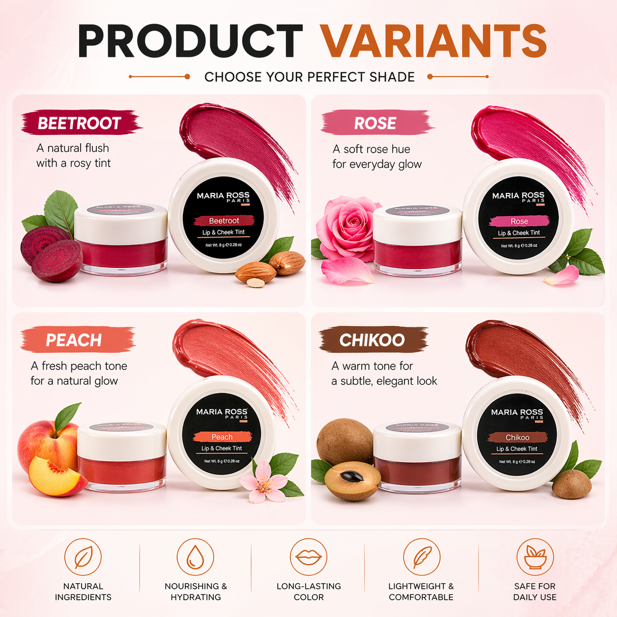 Rose Lips And Cheek Tint For Women - 8 GM || Natural Flush | Hydrates | Long-lasting Color