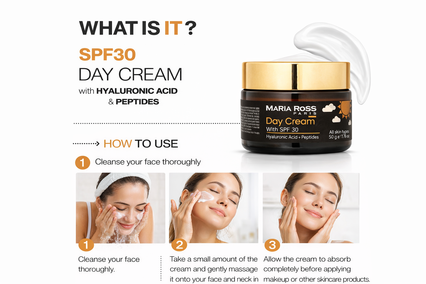Day Cream with SPF 30 MariaRoss for Glowing Skin - 50 GM   || Moisturizes | Protects from UV Rays | Illuminates Skin