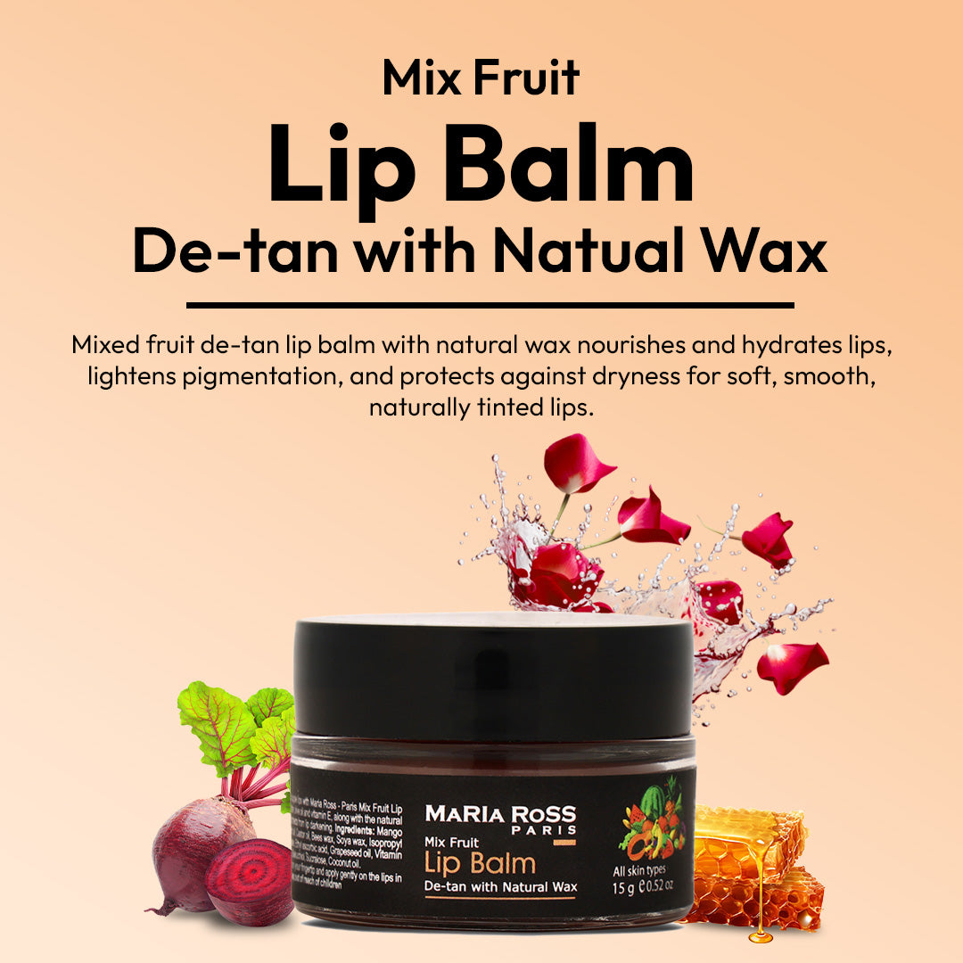 Natural Mix fruit Lip Balm for De-tan - 15 GM || Moisturizes Lips | Fades Tan | Adds Natural Shine