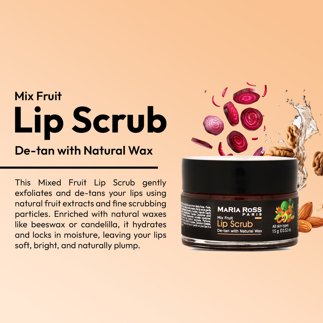 Natural Mix fruit Lip Scrub for De-tan - 15 GM || Exfoliates Lips | Removes Tan | Nourishes Softness