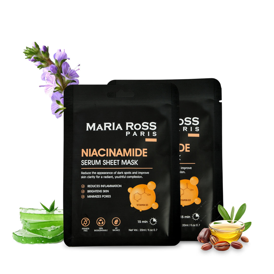 Combo Pack of 2 Sheet Masks: Niacinamide Sheet Mask (200ml) + Vitamin-C Sheet Mask (200ml)-Maria Ross Paris