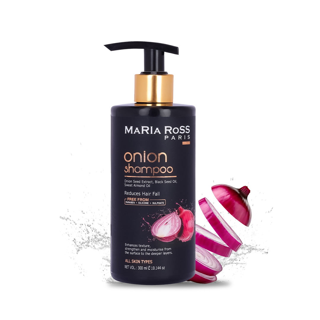 Onion Shampoo for Hair Fall Control with Red Onion Black Seed Oil Extract - 300 ML || Cleanses Gently | Promotes Healthy Growth | Strengthens Strands