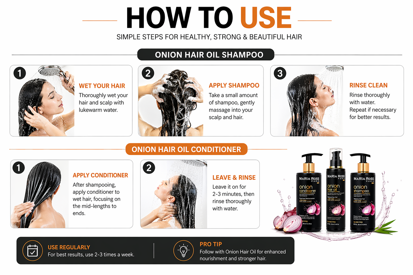 Onion Hair Care Combo – Oil, Shampoo & Conditioner Combo || Complete Hair Fall Control