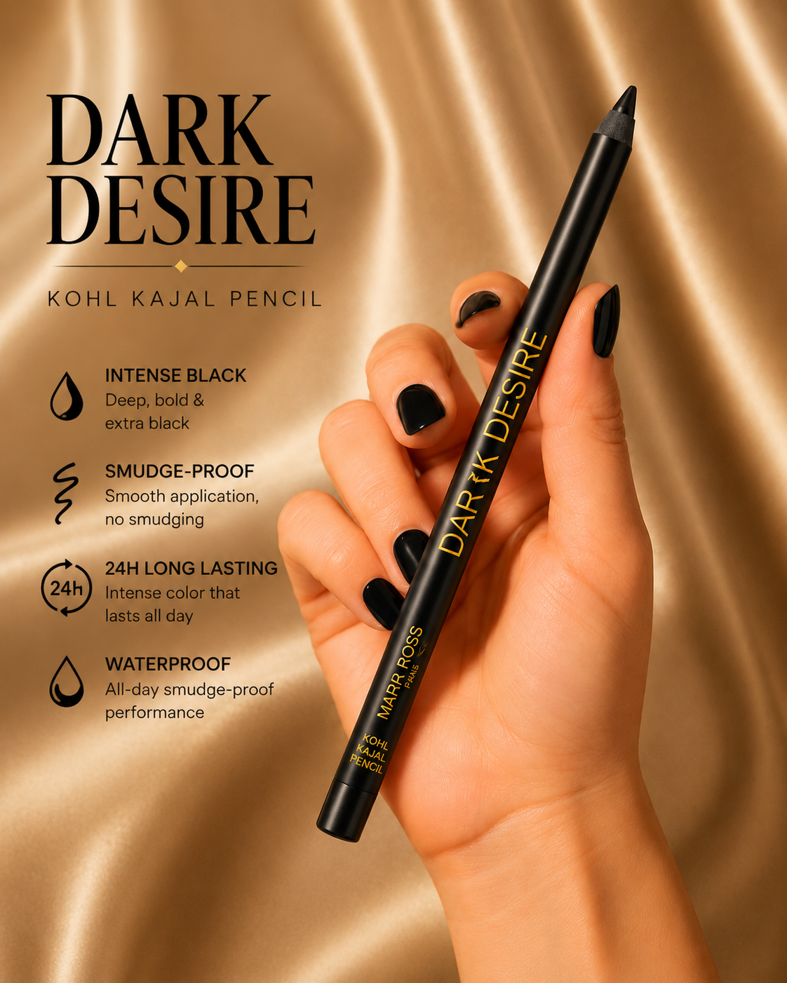 Maria Ross Dark Desire Kohl Kajal Pencil, (3-in-1) 1.5g   ,