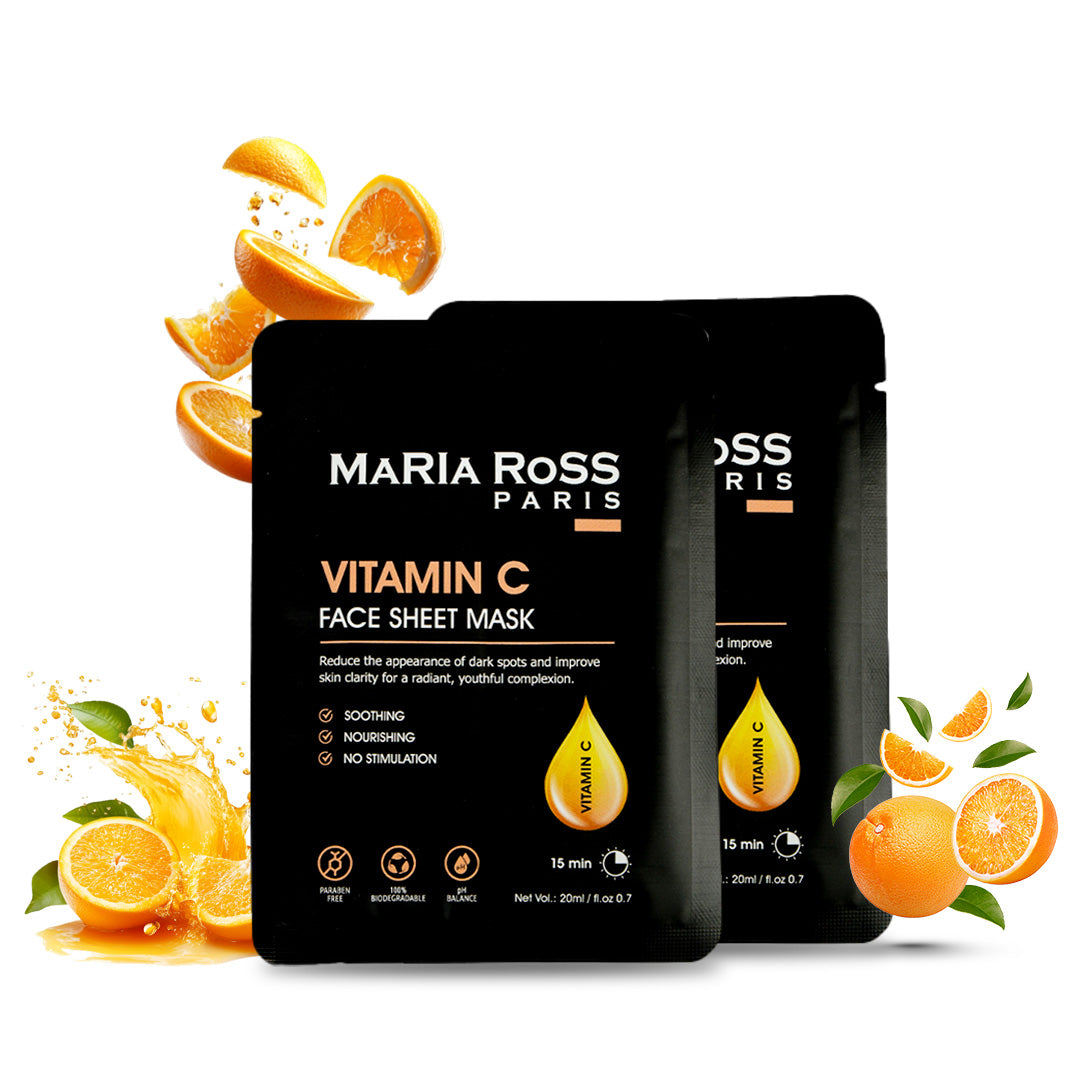 Combo Pack of 2 Sheet Masks: Retinol Sheet Mask (200ml) + Vitamin-C Sheet Mask (200ml)-Maria Ross Paris