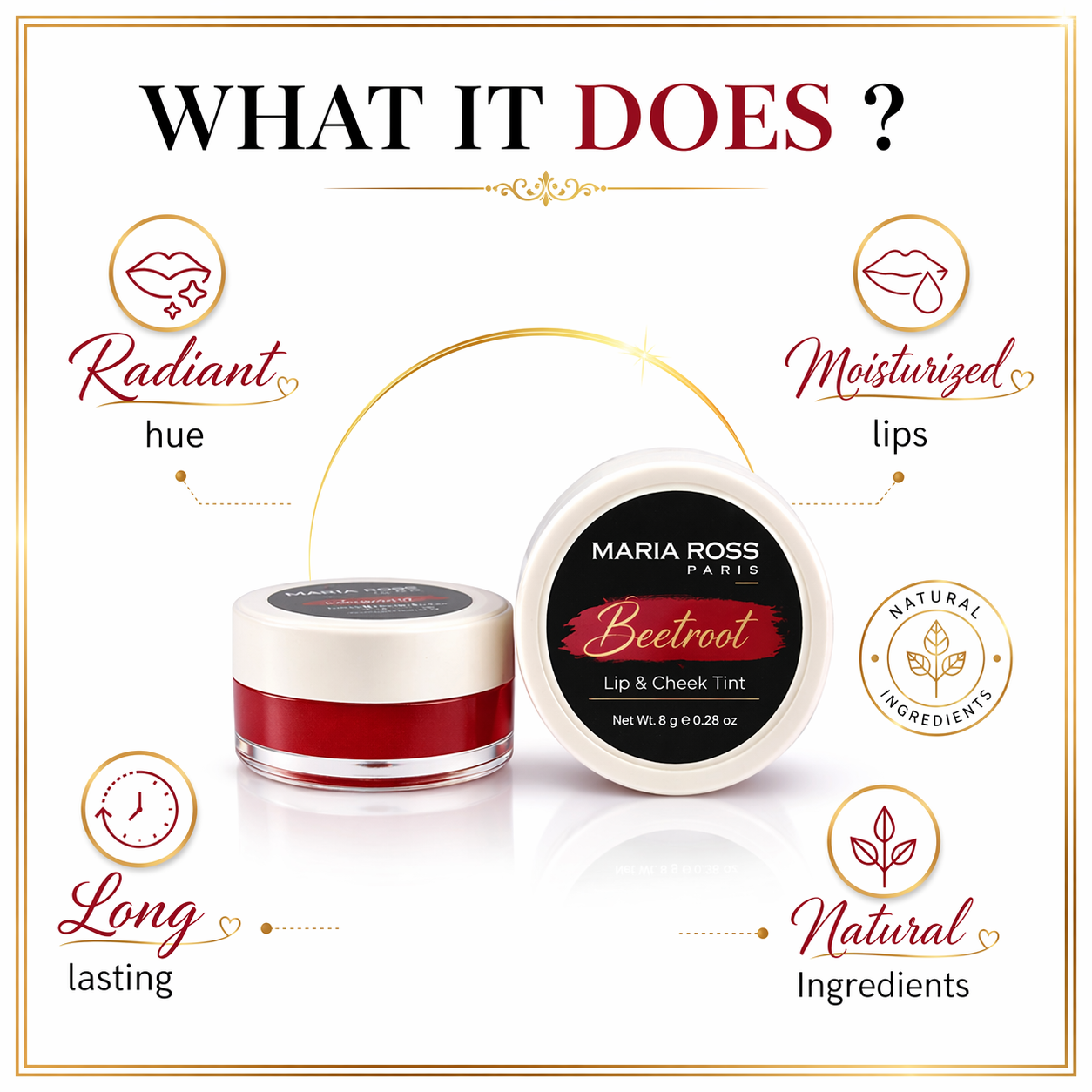Beetroot Lips And Cheeks Tint For Women - 8 GM || Vibrant Color | Nourishing Formula | Easy Application