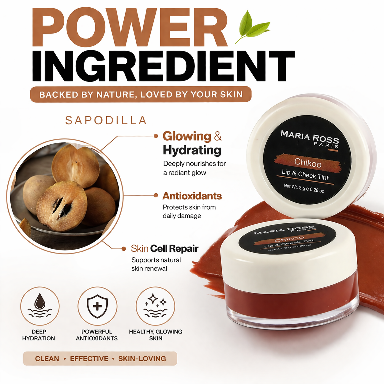 Chikoo Lips And Cheeks Tint For Women - 8 GM || Natural Glow | Flattering Tint | Hydrates Lips and Cheeks