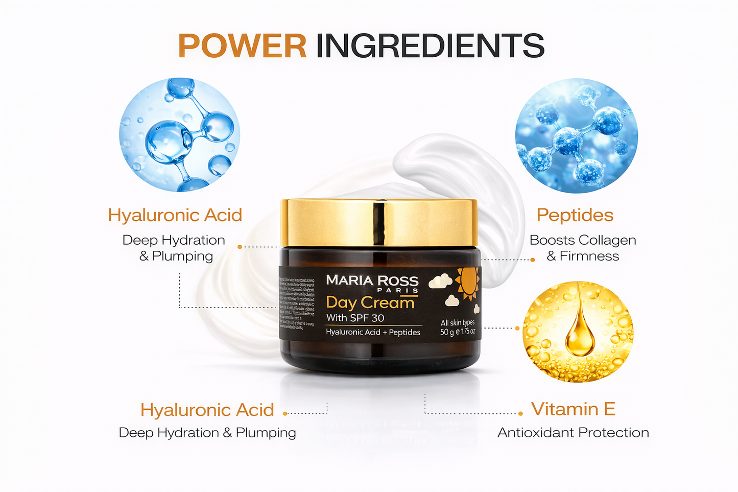 Day Cream with SPF 30 MariaRoss for Glowing Skin - 50 GM   || Moisturizes | Protects from UV Rays | Illuminates Skin