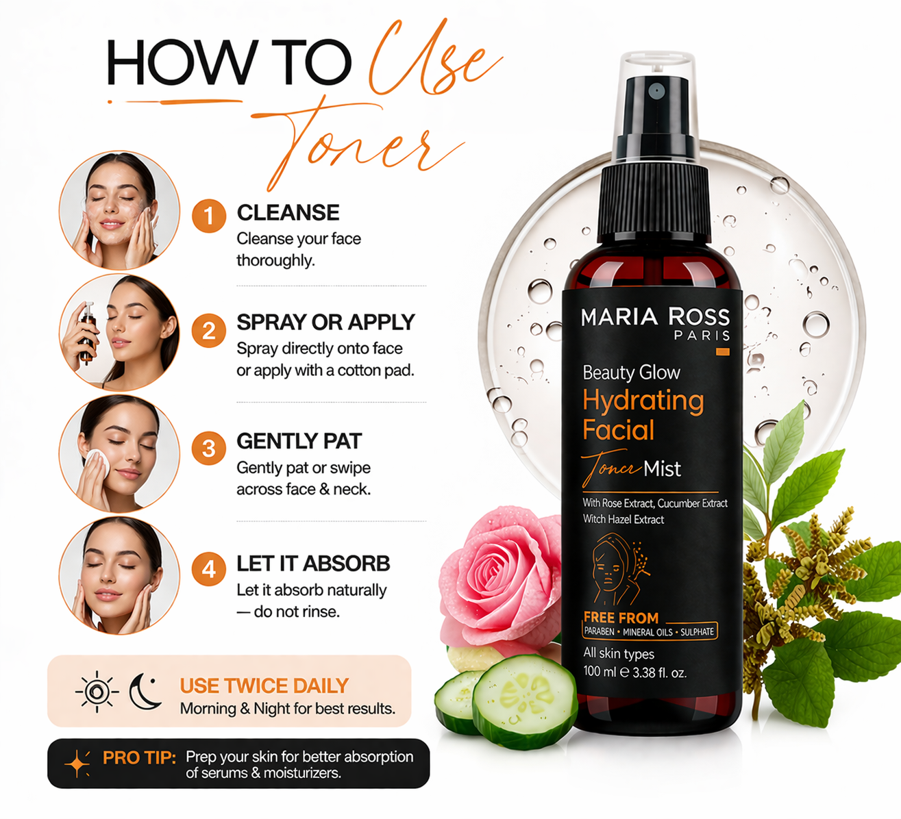 Hydrating Facial Toner - 100 ML || Minimizes Pores | Hydrates Deeply | Restores Balance