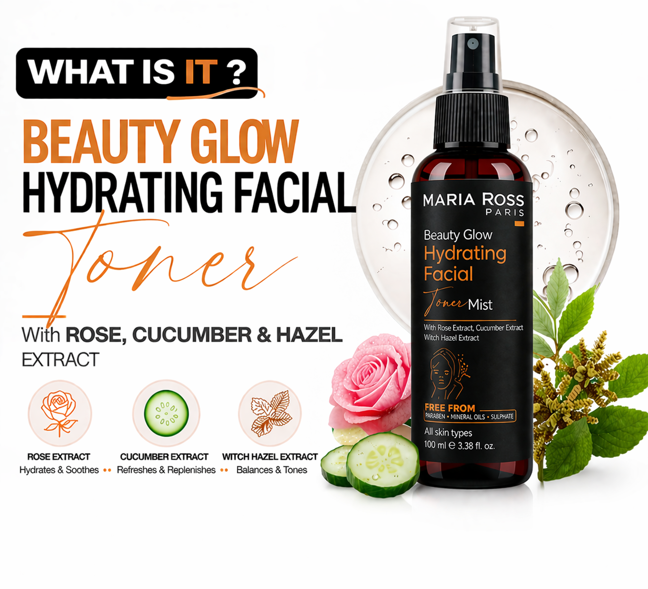 Hydrating Facial Toner - 100 ML || Minimizes Pores | Hydrates Deeply | Restores Balance