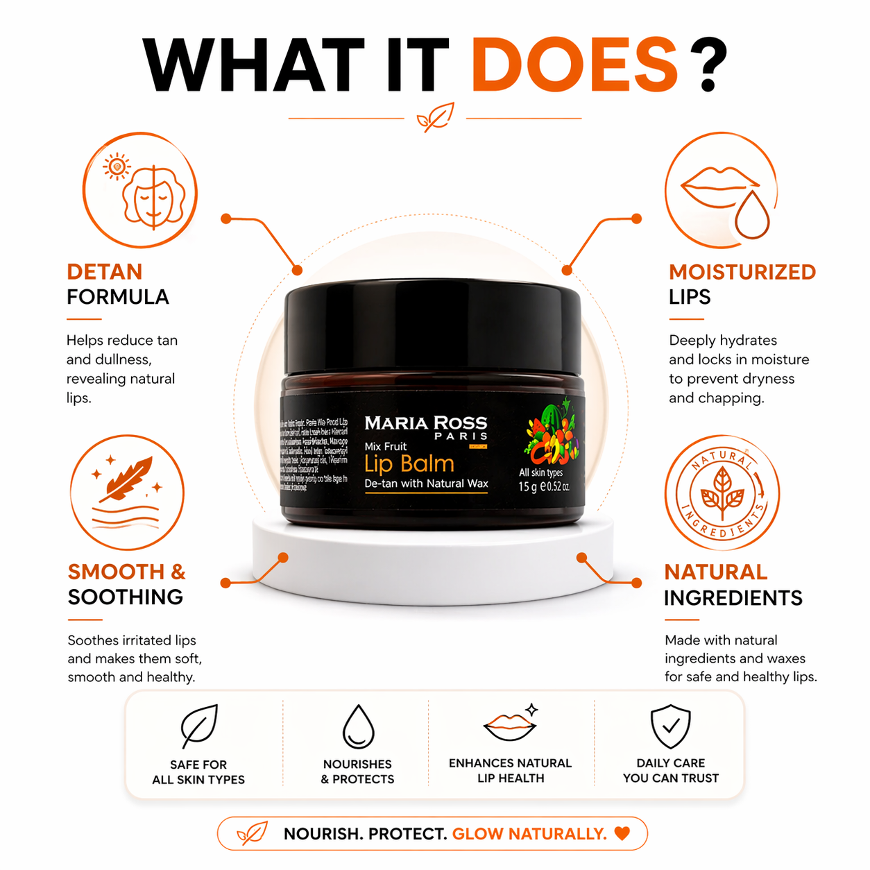 Natural Mix fruit Lip Balm for De-tan - 15 GM || Moisturizes Lips | Fades Tan | Adds Natural Shine