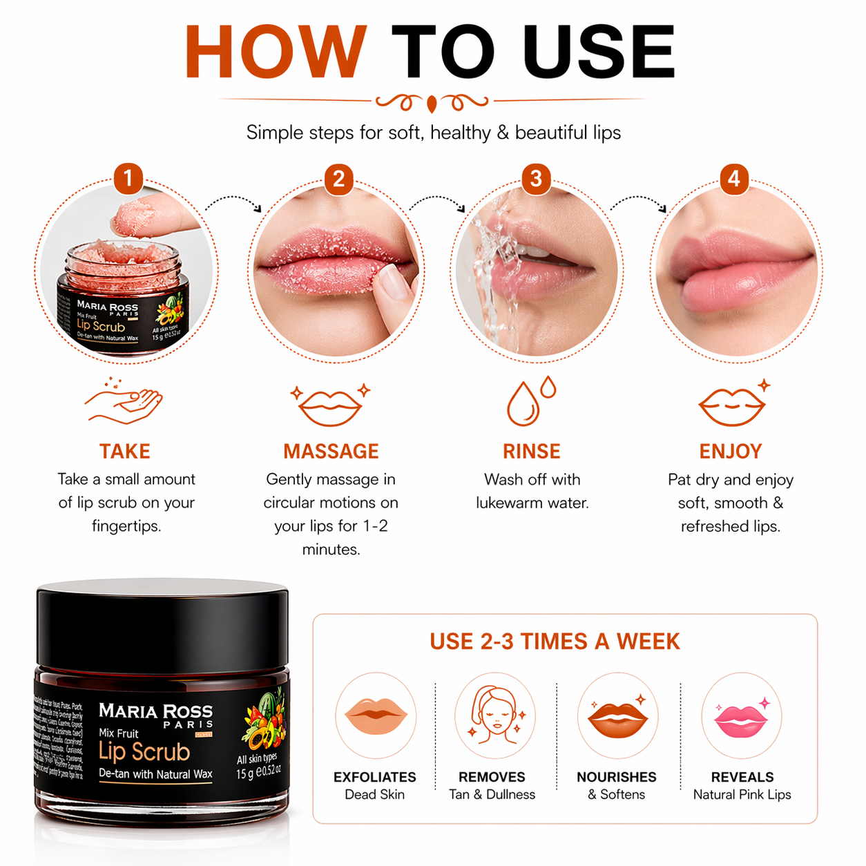 Natural Mix fruit Lip Scrub for De-tan - 15 GM || Exfoliates Lips | Removes Tan | Nourishes Softness
