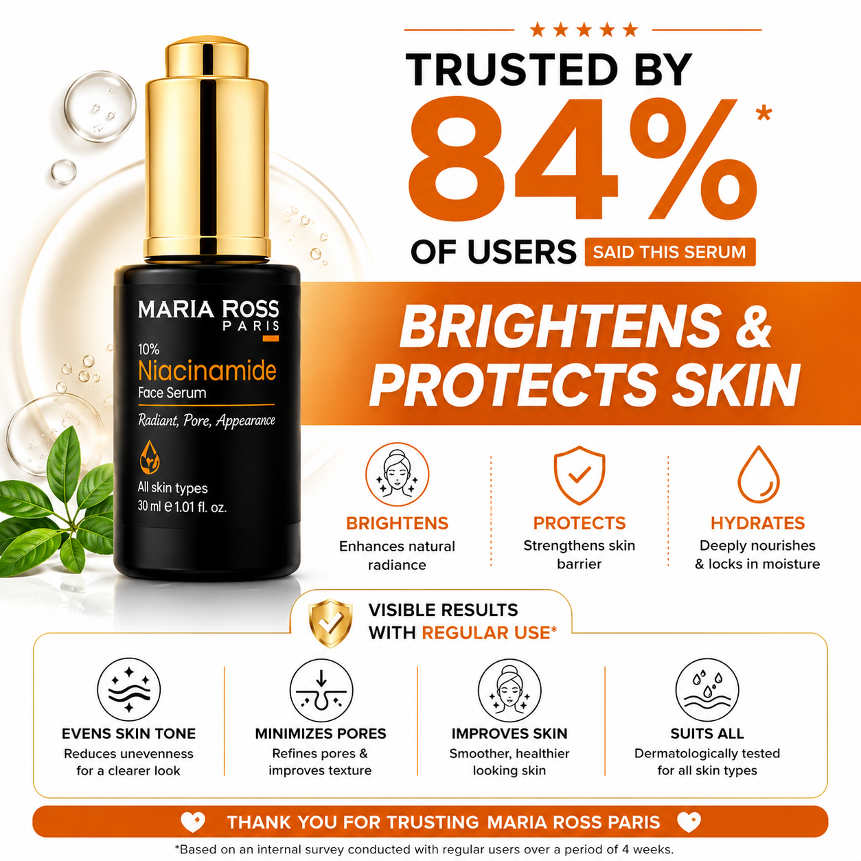 Maria Ross 10% Niacinamide Face Serum and Moroccan Clay & Honey Face Mask Combo, Controls Oil, Hydrates, Lightens, Evens Skin Tone