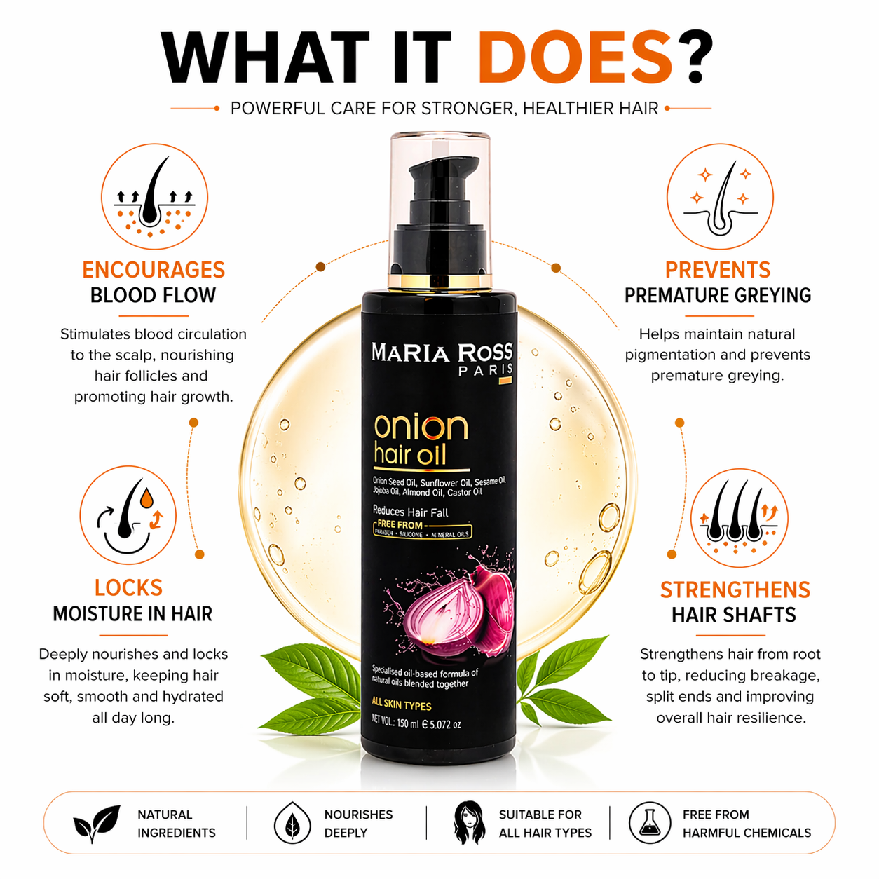Onion Hair Oil for Hair Fall Control, 100ML
