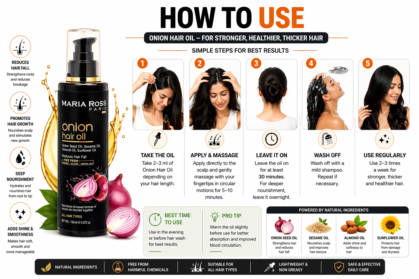 Onion Hair Oil for Hair Fall Control, 100ML