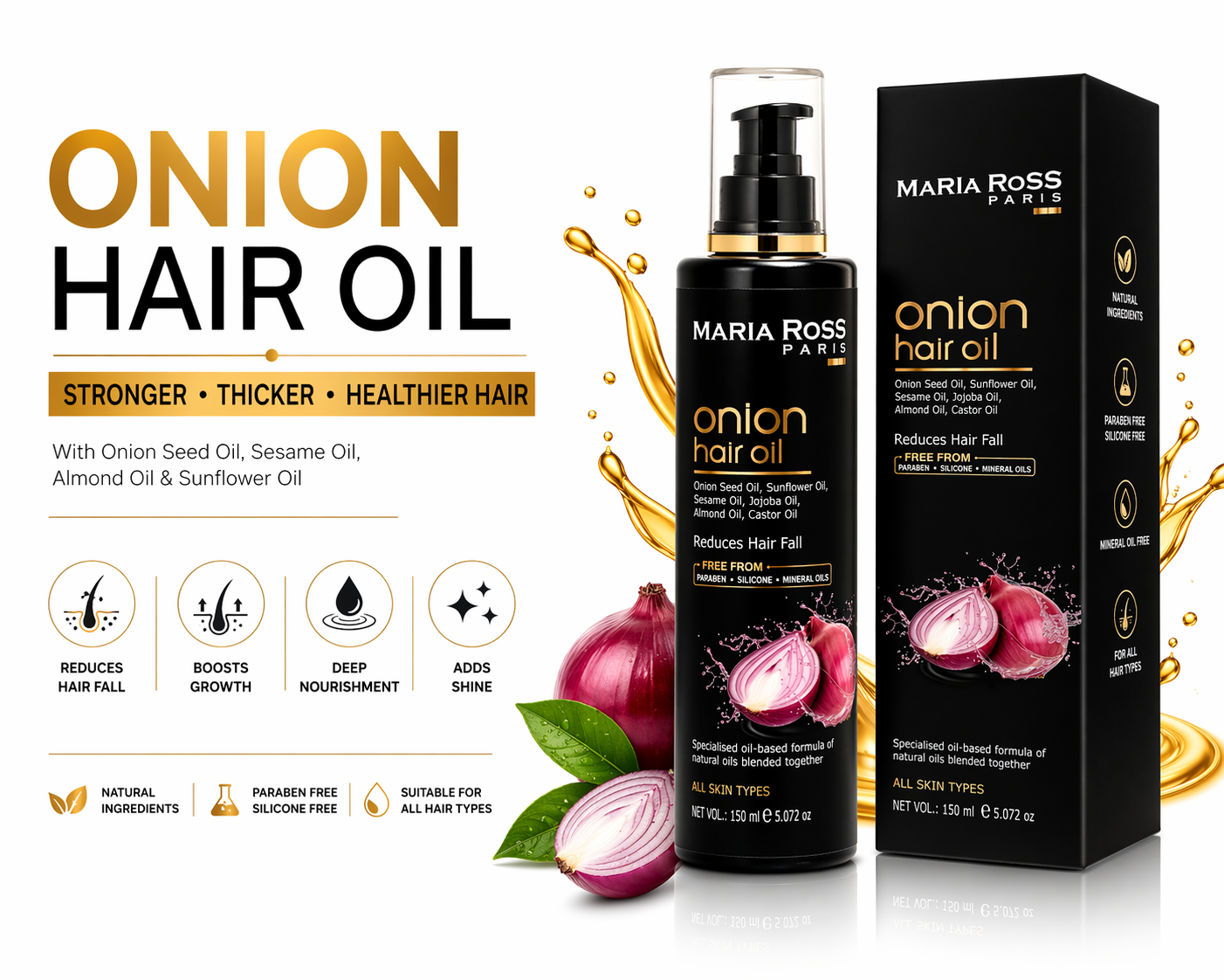 Onion Hair Oil for Hair Fall Control, 100ML