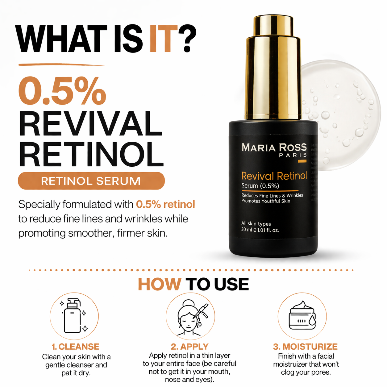 Revival Retinol serum (0.5%) || Smooths Fine Lines | Boosts Cell Renewal | Refines Texture