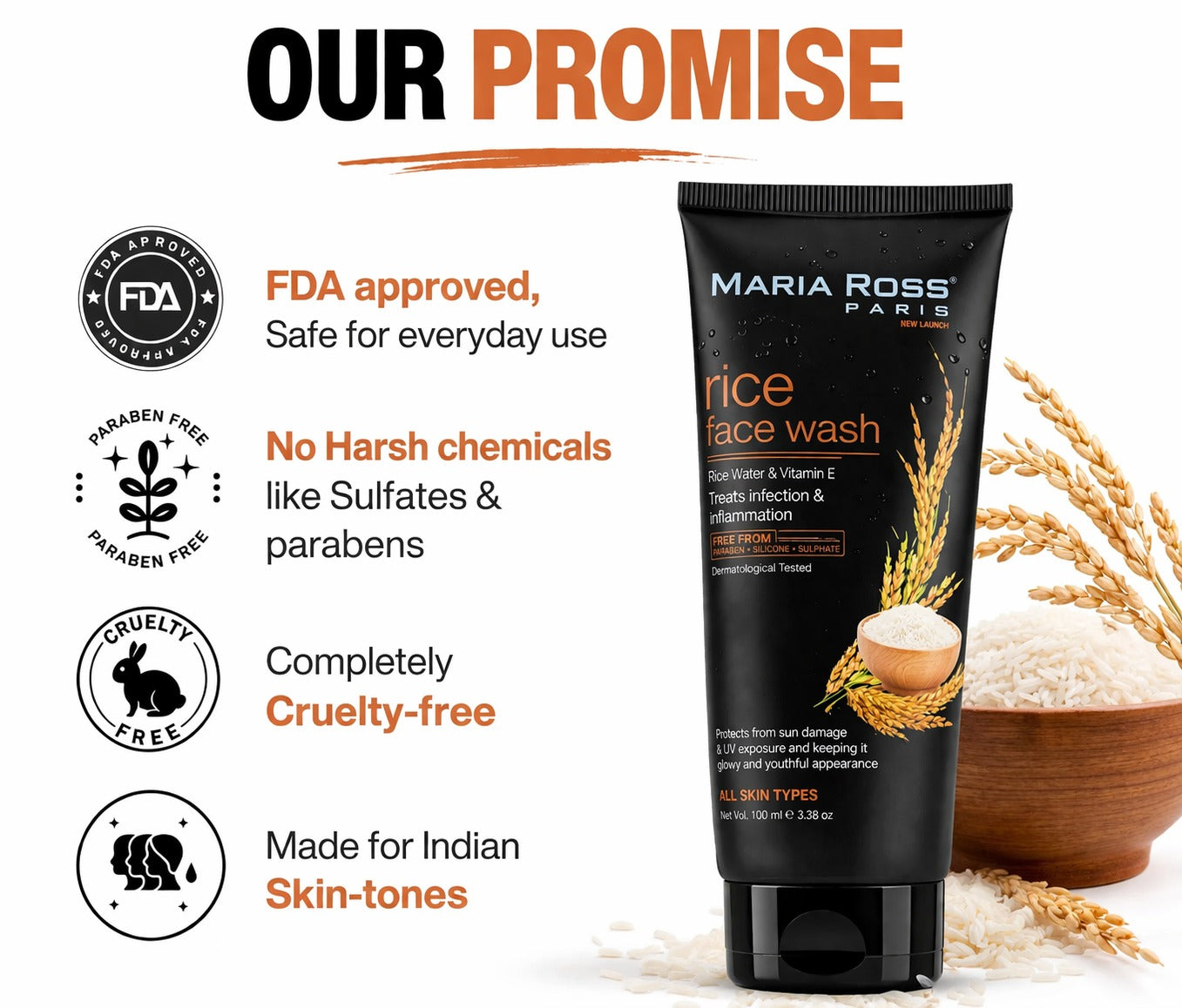 Rice Water Face Wash for Glass Skin - 100 ML || Deep Cleanses | Promotes Radiance | Enhances Clarity