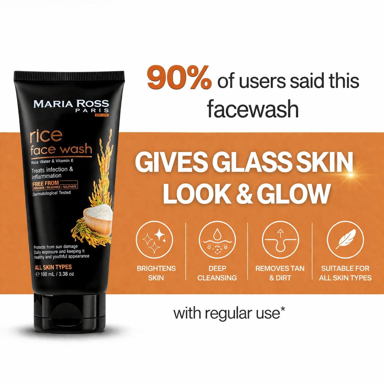 Rice Water Face Wash for Glass Skin - 100 ML || Deep Cleanses | Promotes Radiance | Enhances Clarity
