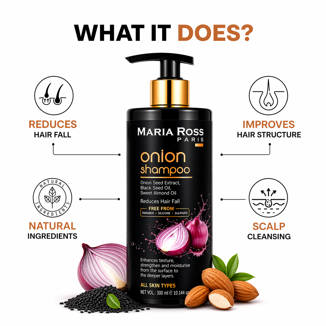 Onion Shampoo for Hair Fall Control - 300ml