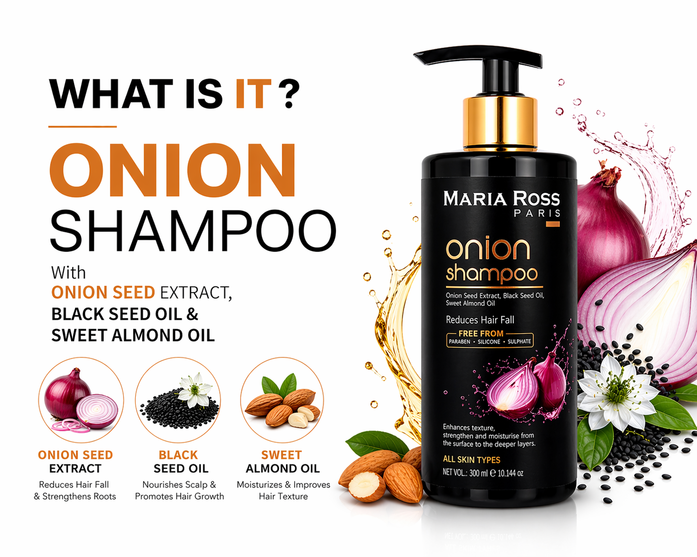 Onion Shampoo for Hair Fall Control - 300ml