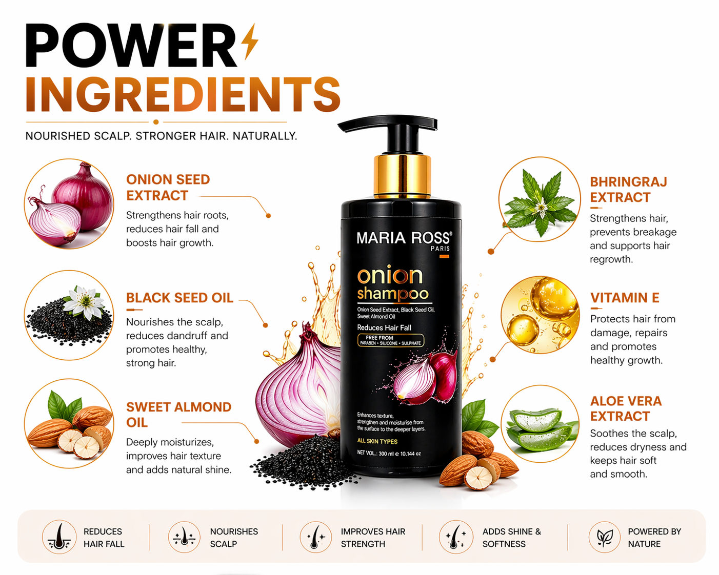 Onion Shampoo for Hair Fall Control - 300ml