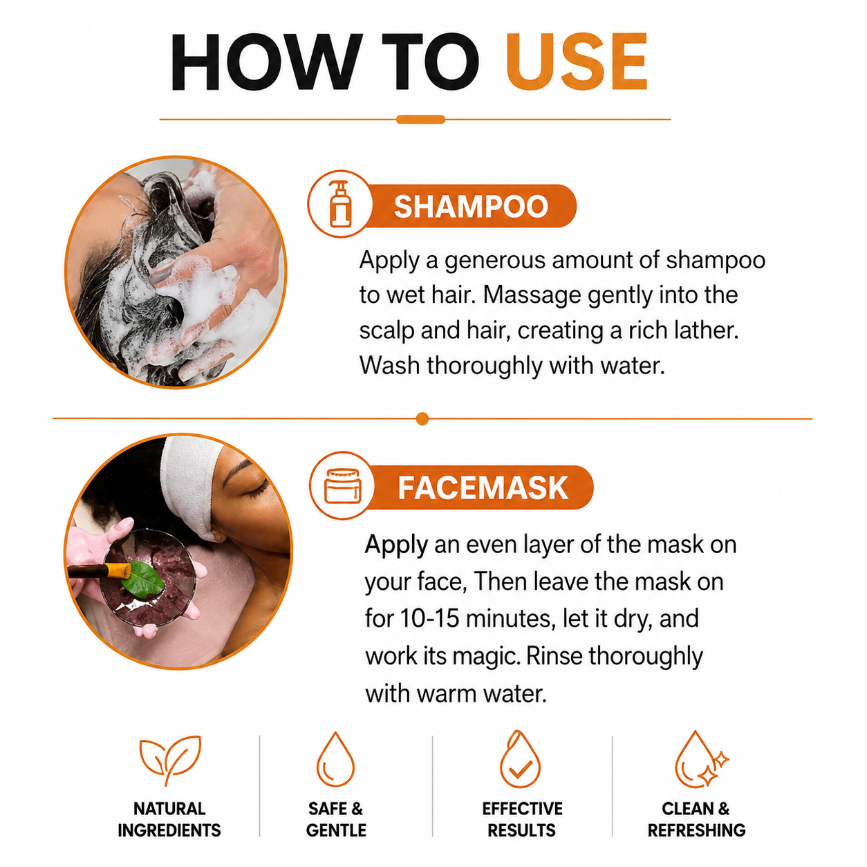 Maria Ross Onion Shampoo & Moroccan Clay Face Pack Combo | Hair Fall Control & Deep Skin Detox | Strengthening Shampoo & Oil Control Face Mask | Scalp Care & Pore Cleansing | Pack of 2